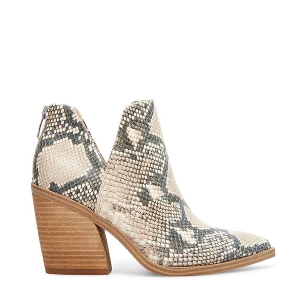 $148 EEUC Steve Madden Camryn Snake Print Ankle Boots Bootie Heels Shoes Sz 7.5